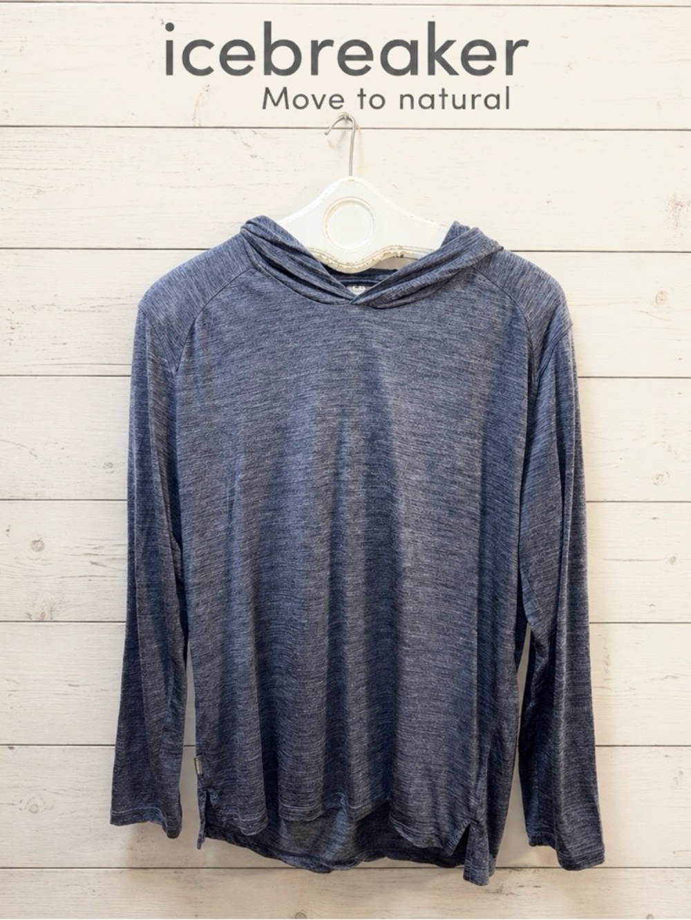 ICEBREAKER Blue Grey Lightweight Hoodie Size L